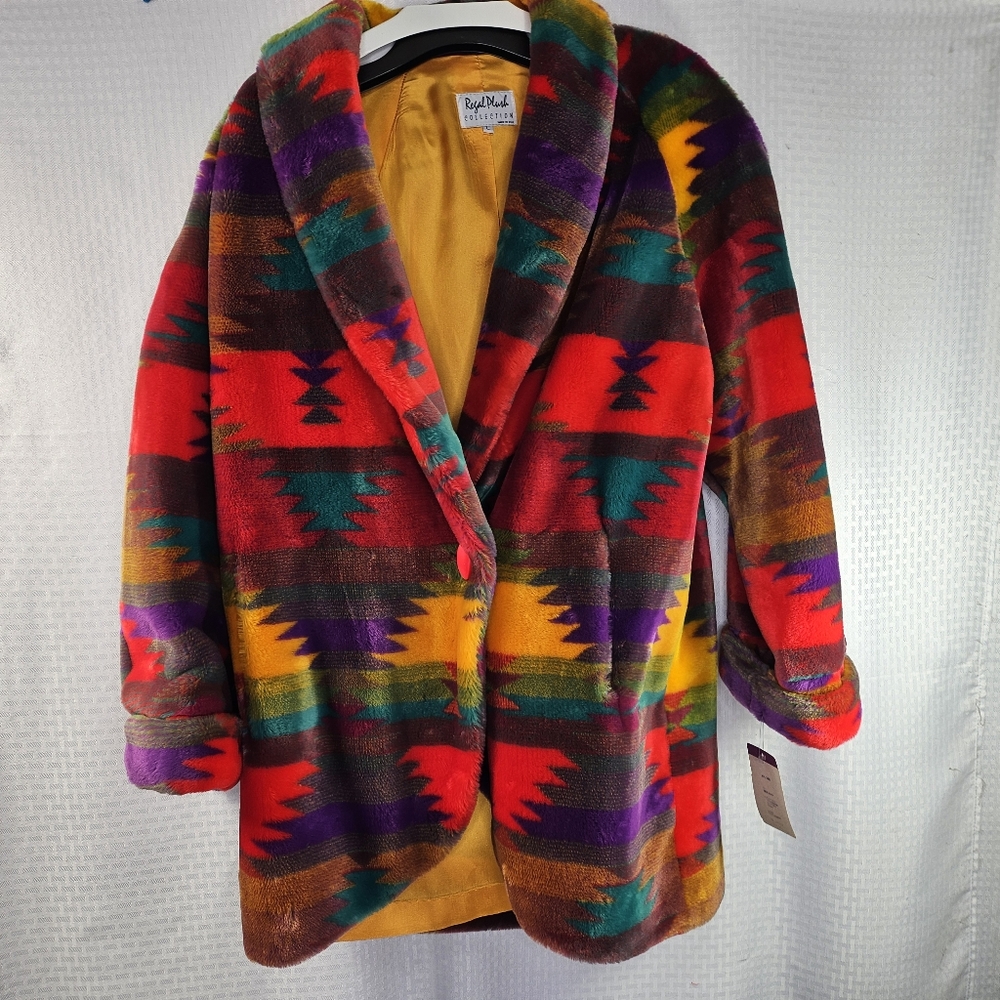 Vintage Royal Plush coat Donnybrook style Size Large New With Tags dead stock